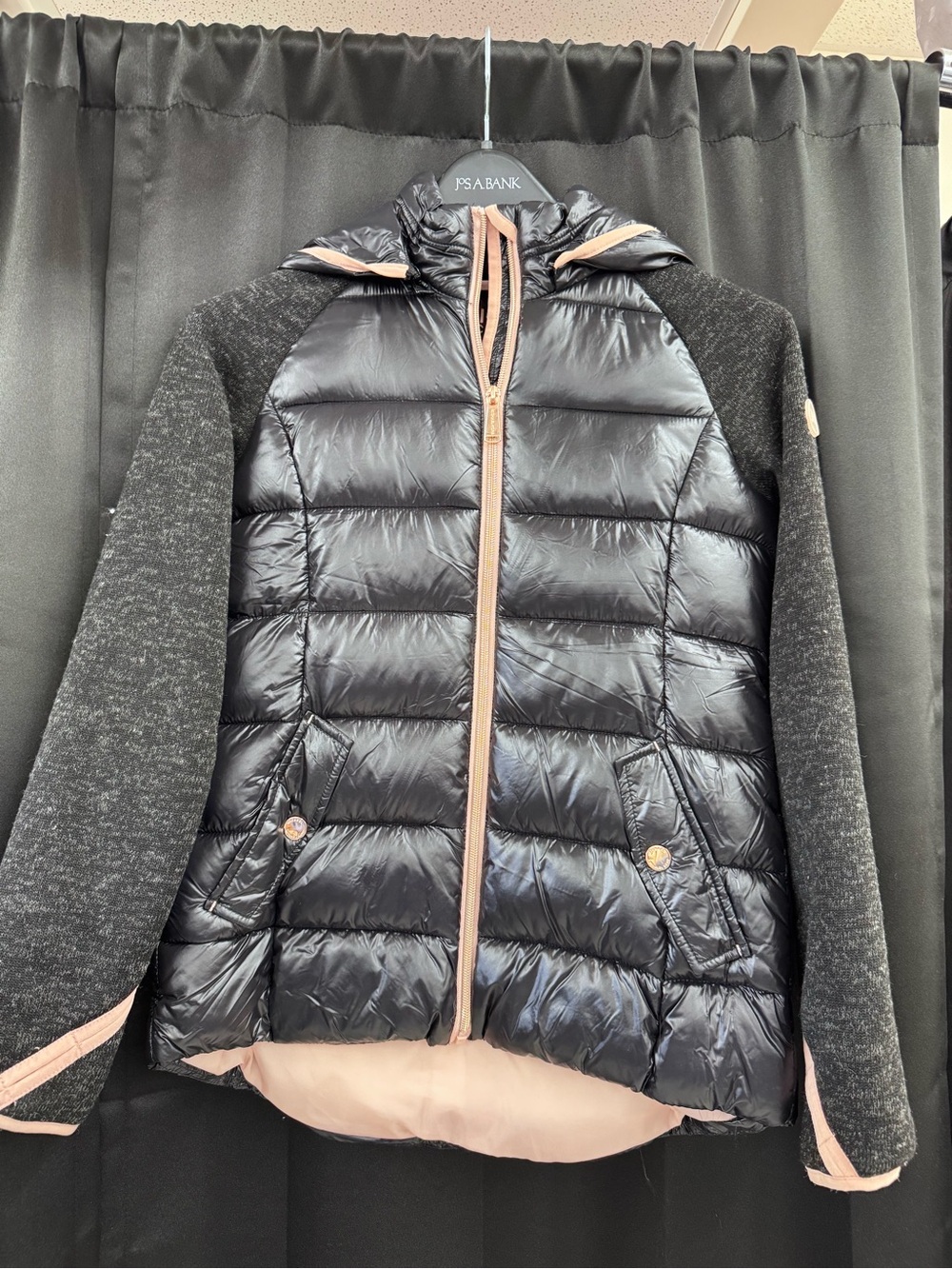 MICHAEL Michael Kors Black Puffer Jacket with Pink Trim
